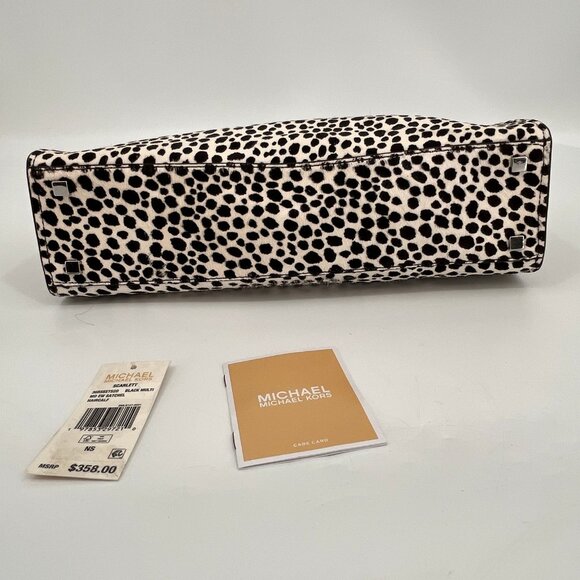 Michael Kors Scarlett Cheetah Calf Hair Satchel Bag Medium Animal Print - Picture 3 of 16